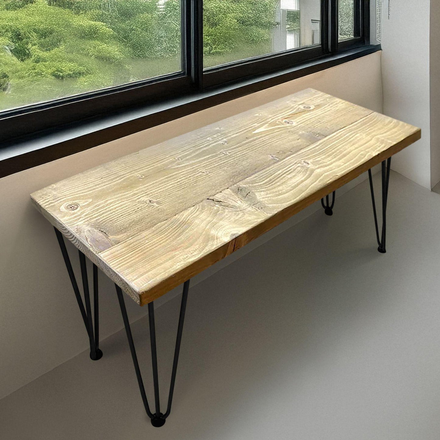 Reclaimed Wood Bench with Hairpin Legs - Handmade in the UK - Reclaimed London