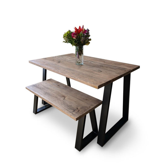 Reclaimed Wood Dining Table with Trapezium Legs - Handmade in the UK - Reclaimed London