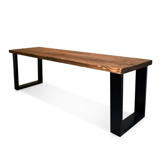 Reclaimed Wood Bench with Box Steel Legs - Handmade in the UK - Reclaimed London
