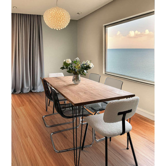 Reclaimed Wood Dining Table with Hairpin Legs - Handmade in the UK - Reclaimed London