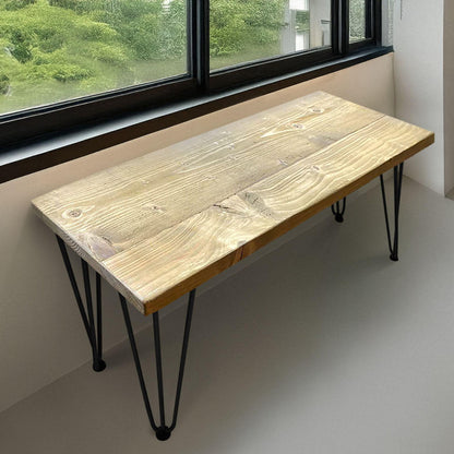 Reclaimed Wood Bench with Hairpin Legs - Handmade in the UK - Reclaimed London