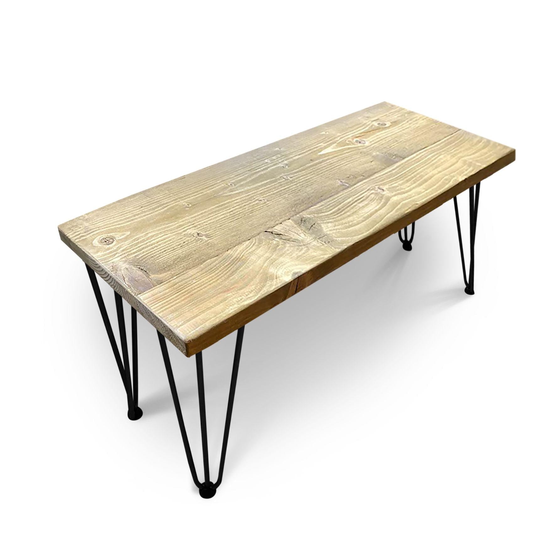 Reclaimed Wood Bench with Hairpin Legs - Handmade in the UK - Reclaimed London