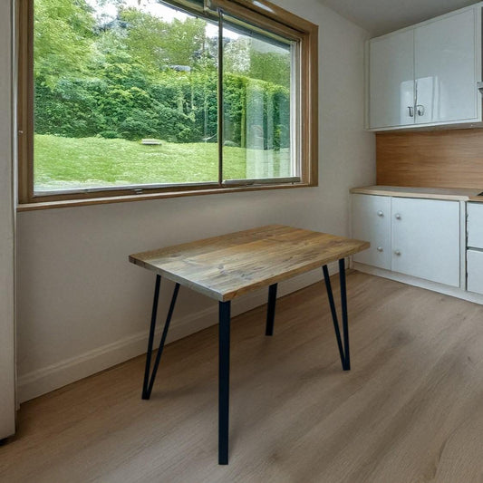 Reclaimed Wood Dining Table with 2 Rod Box Hairpin Legs - Handmade in the UK - Reclaimed London